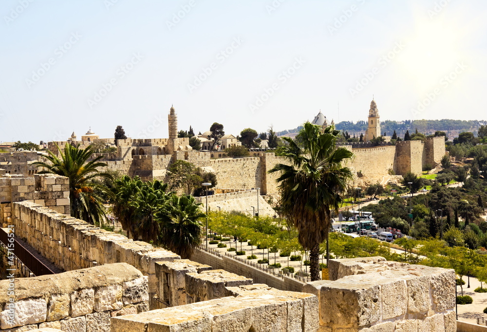 View from the walls of old Jerusalem, Israel