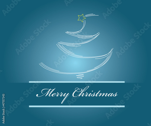 Shining christmas tree with lines and greeting
