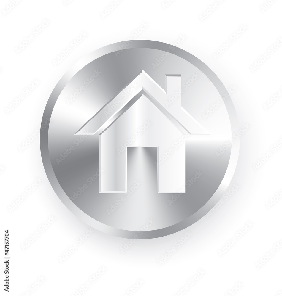 Home icon metal button vector Home icon metal button vector