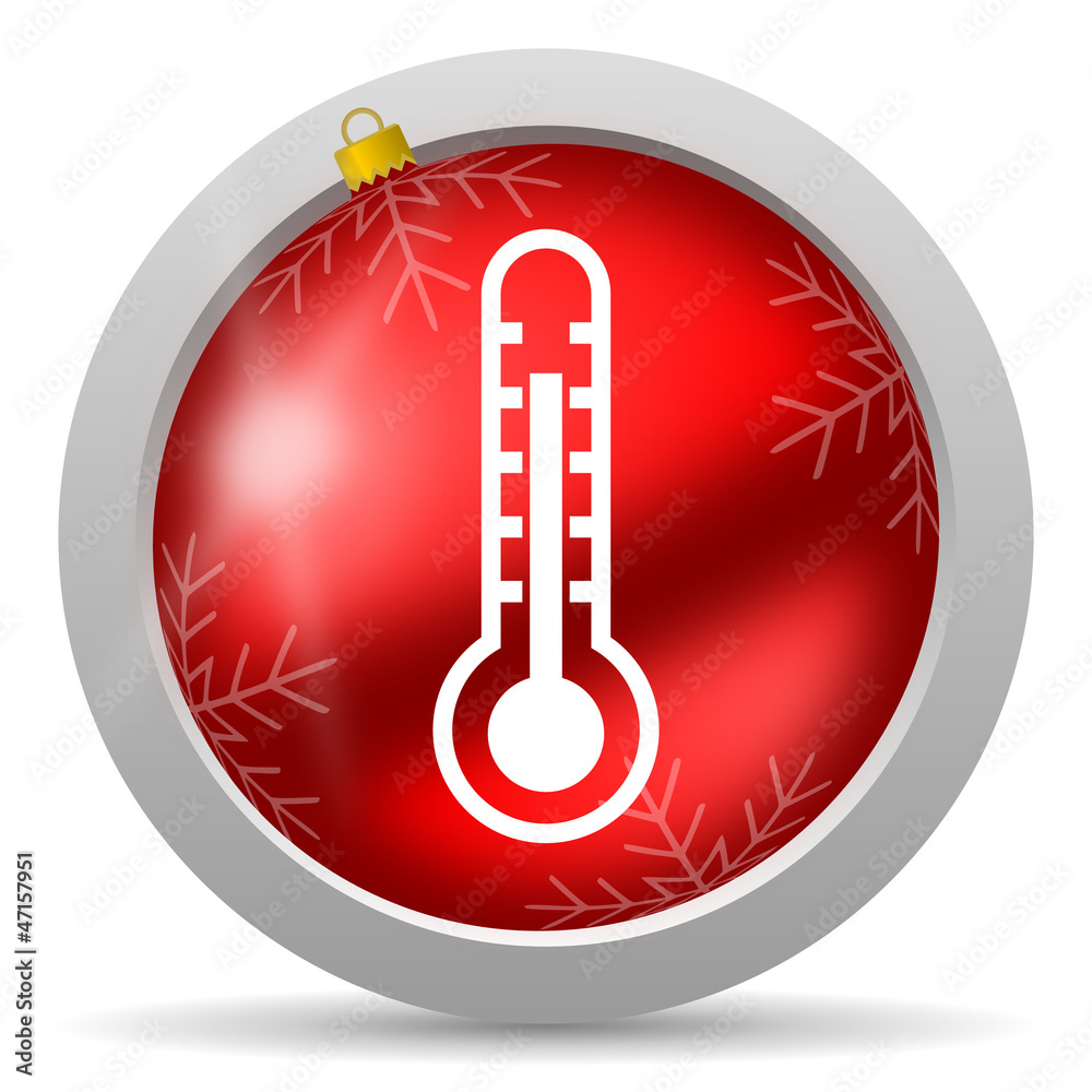 thermometer red glossy christmas icon on white background thermometer red glossy christmas icon on white background