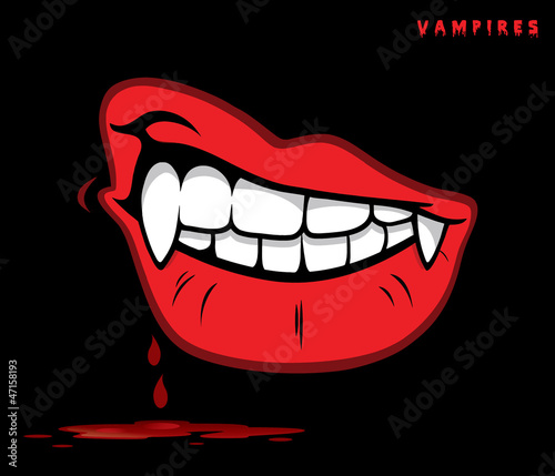 Vampire lips with fangs