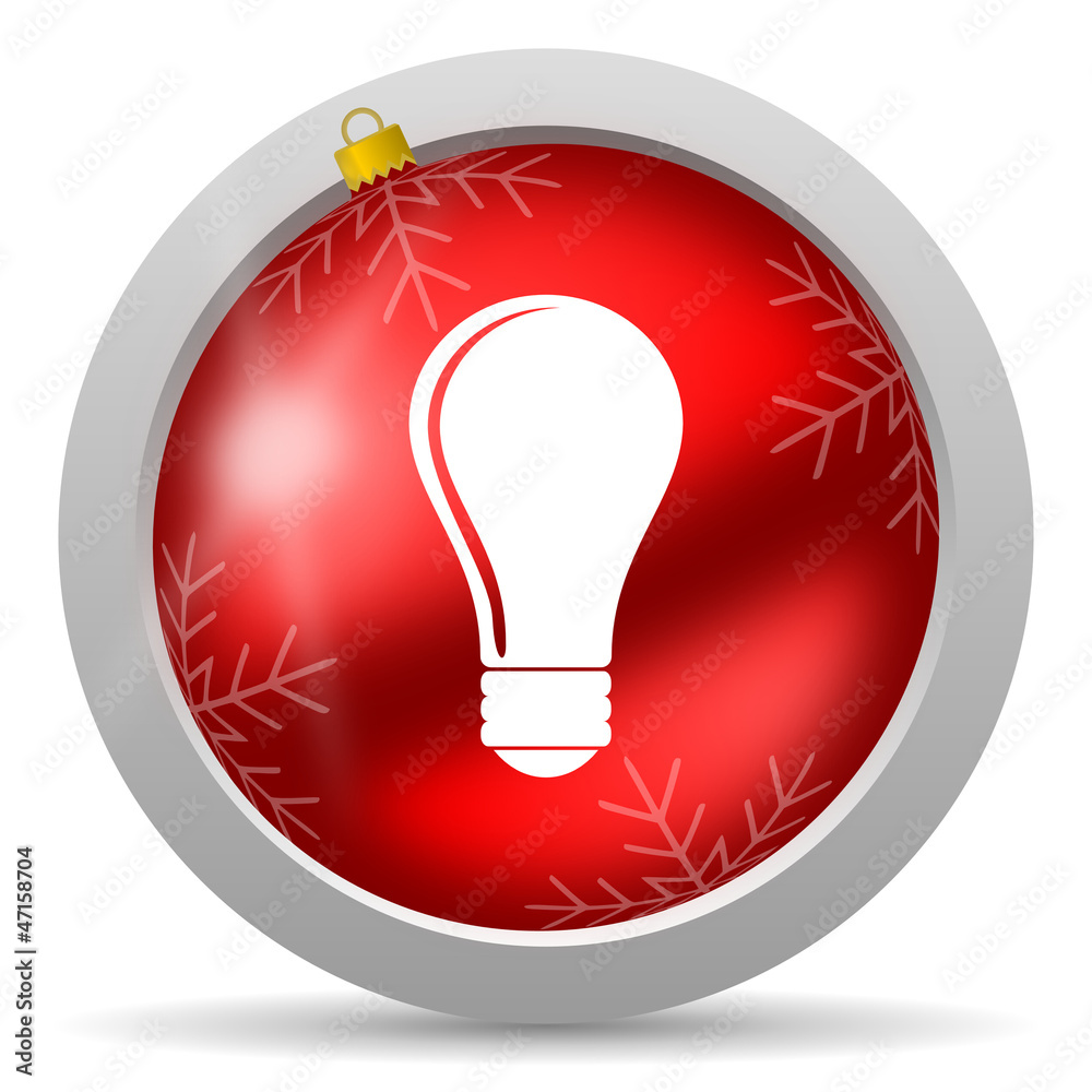 light bulb red glossy christmas icon on white background light bulb red glossy christmas icon on white background