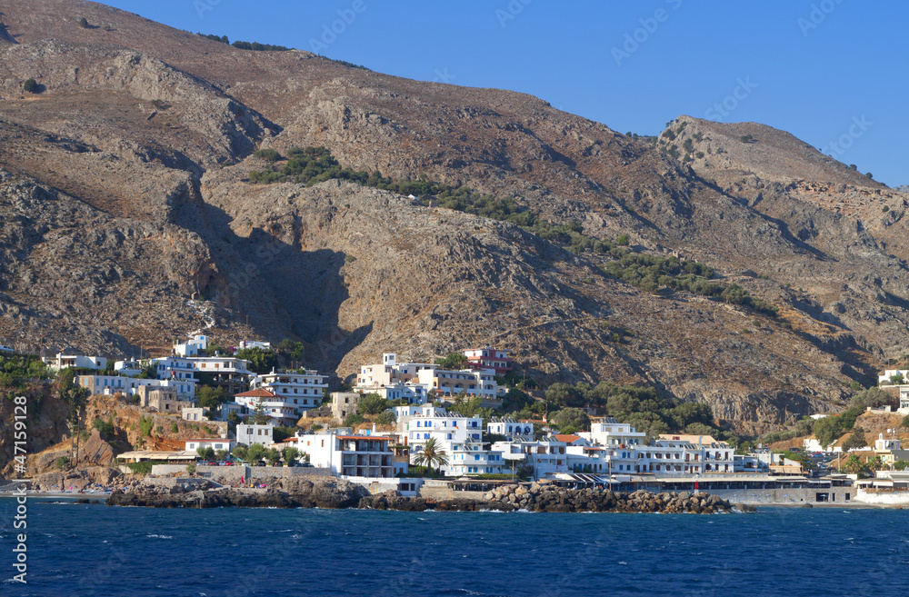 Sfakia port and village at Crete island in Greece.