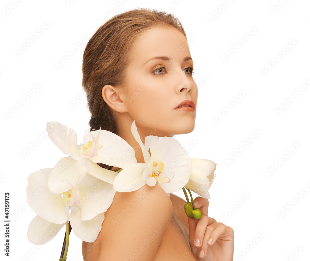 lovely woman with orchid flower lovely woman with orchid flower