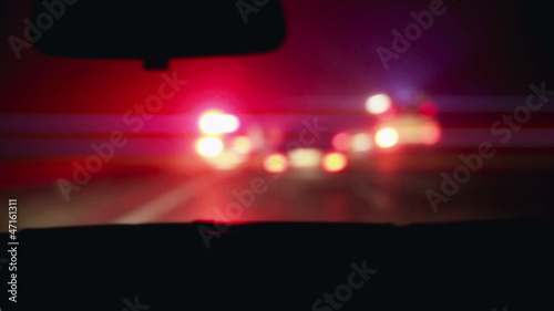 Driving through accident place in the night