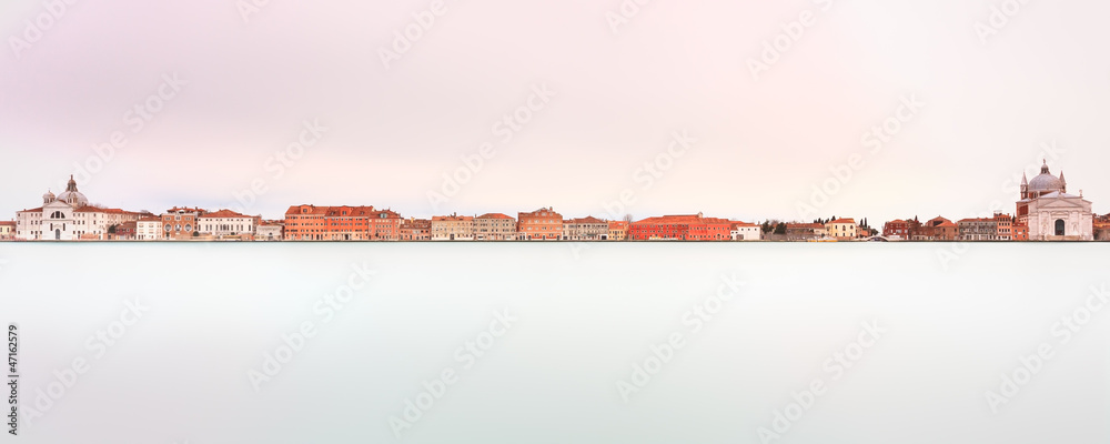 Naklejka premium Venice, Giudecca Canal landmark. Panoramic Long exposure photogr