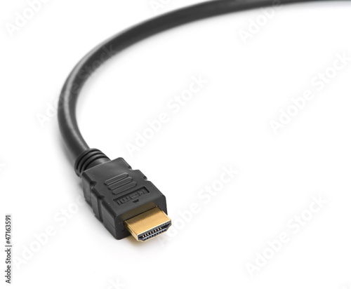 close shot of HDMI cable isolated on white background
