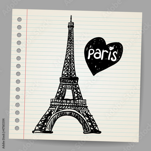 Eiffel Tower Doodle Vector illustration