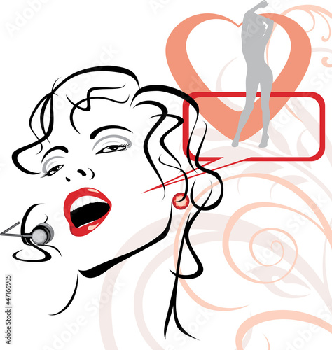 Beautiful singer on the abstract background