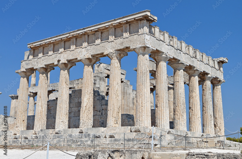 Temple of Aphaea Athina at Aegina island in Greece.