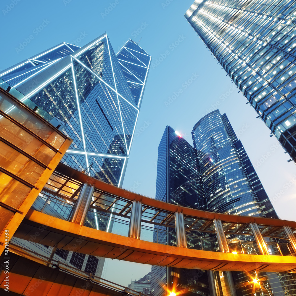Fototapeta premium Modern office buildings in Central Hong Kong.