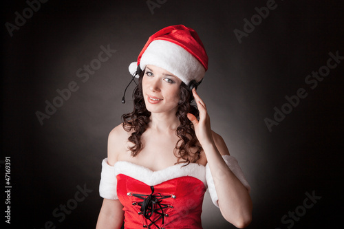 Santa girl with headset