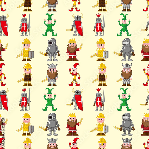 seamless medieval people pattern