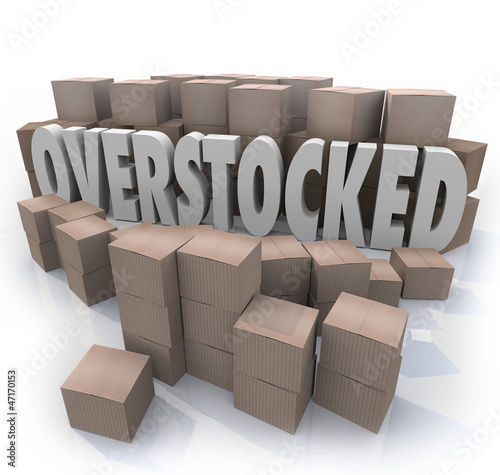 Overstocked Words Cardboard Boxes Warehouse Inventory photo