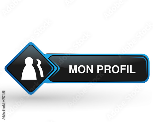 mon profil sur bouton web carré design bleu