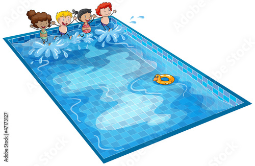 kids in swimming tank