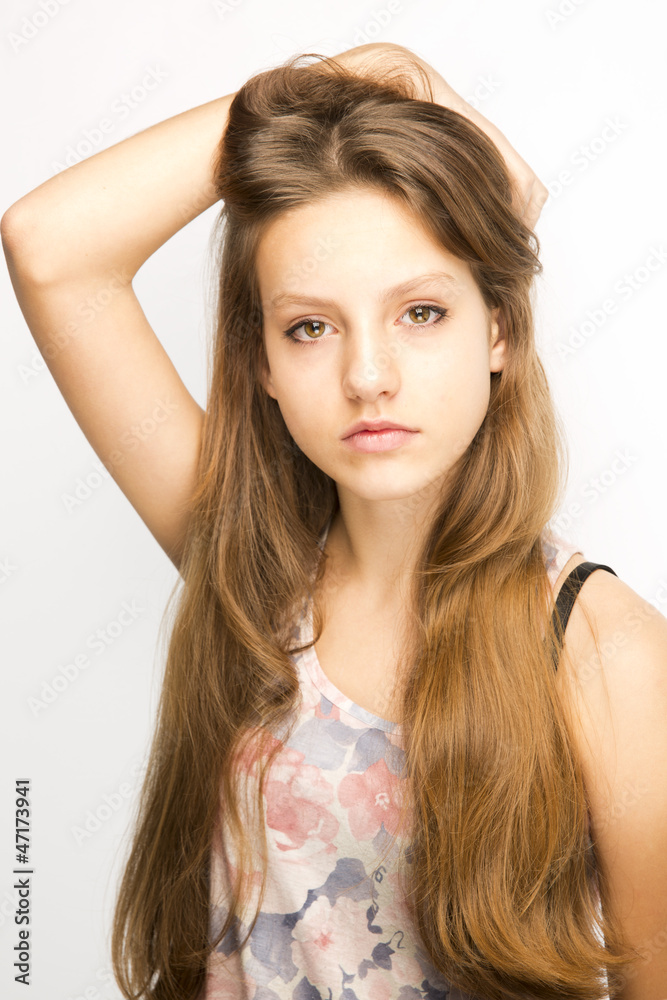 Teen with beautiful long hair Teen with beautiful long hair