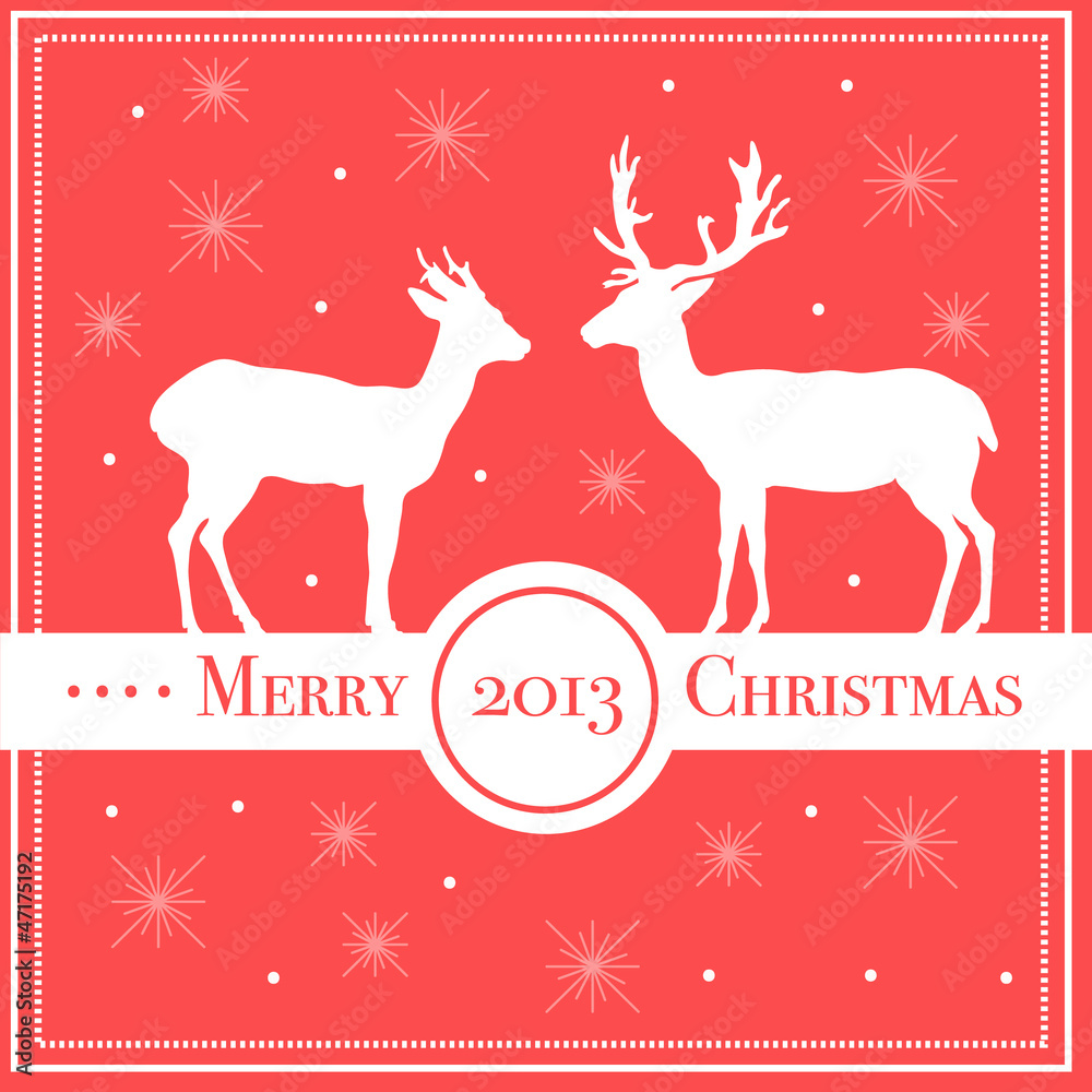 Merry Christmas background with deers. Happy new year