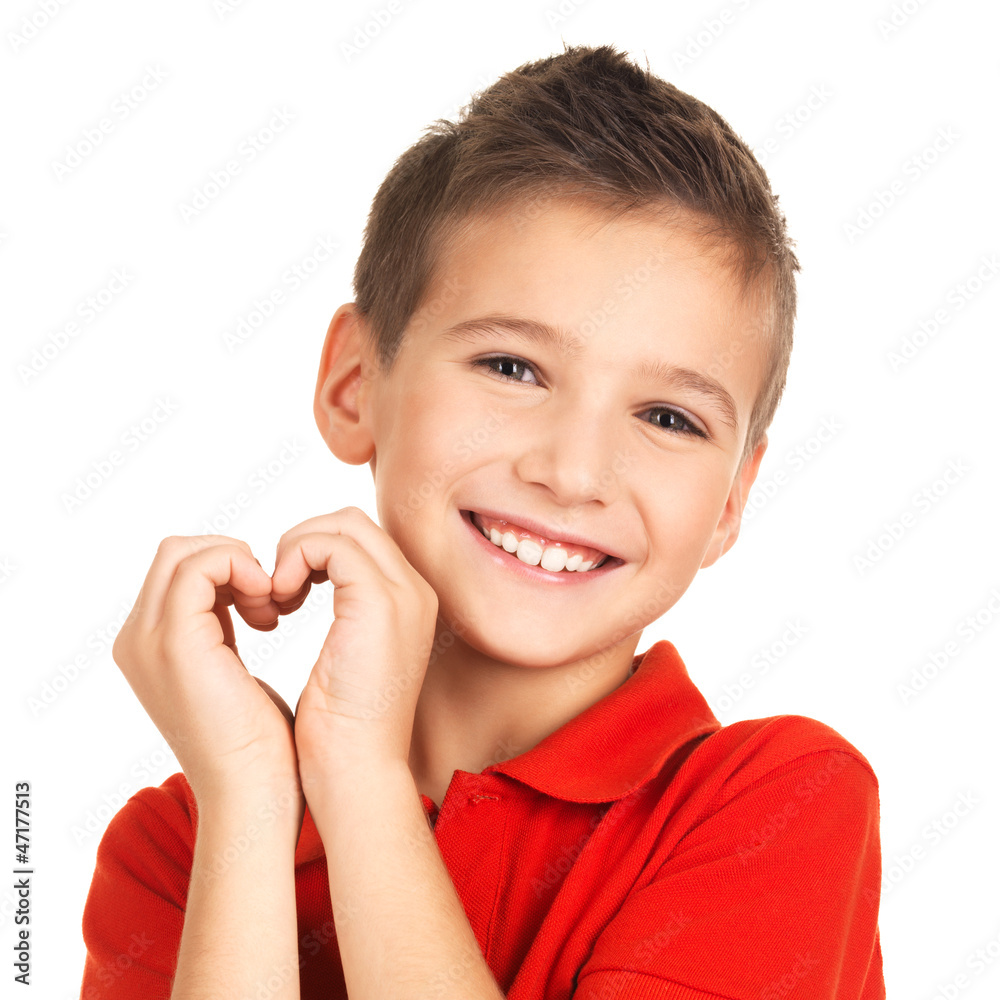 Portrait of happy boy with a heart shape Portrait of happy boy with a heart shape