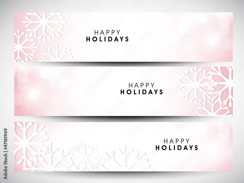 Happy holidays website headers or banners. EPS 10.