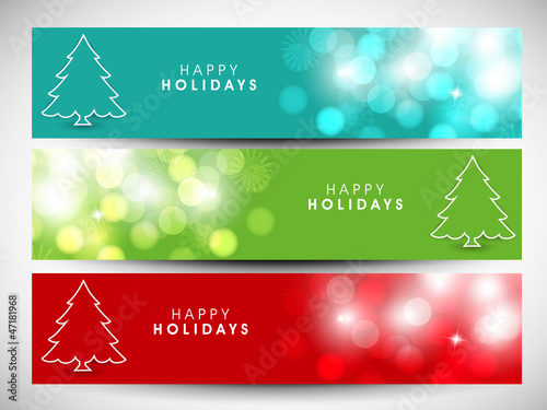 Happy holidays website headers or banners. EPS 10.