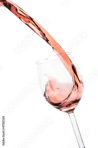 rose blush wine pouring splash, isolated