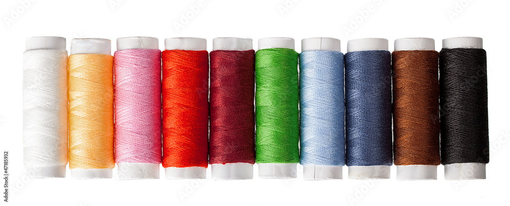 Sewing threads multicolored isolated on white Sewing threads multicolored isolated on white