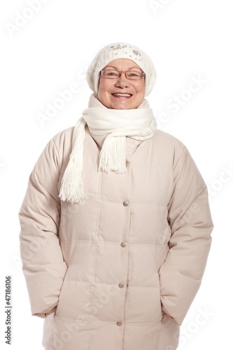 Happy old woman in warm clothes © nyul
