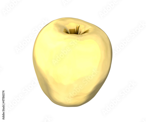 Golden apple on white background