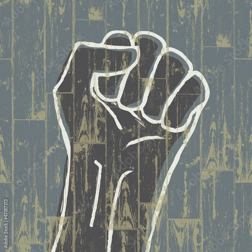 Fist - revolution symbol. Grunge, EPS10.