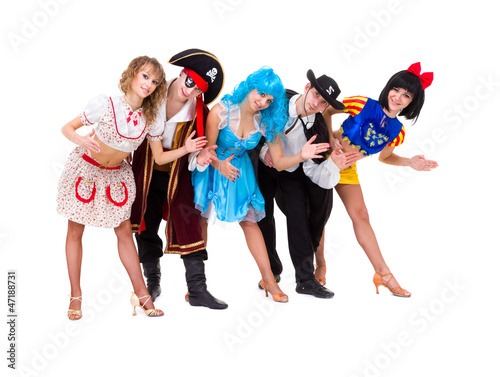 Dancers in carnival costumes posing