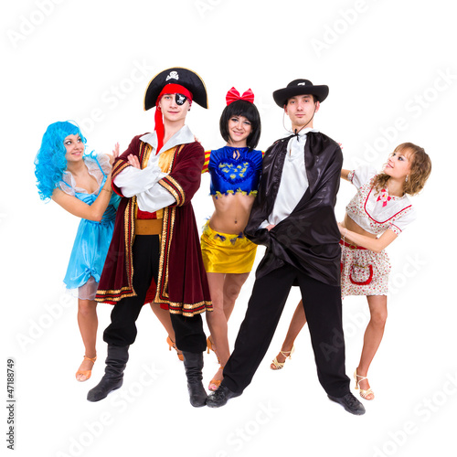 Dancers in carnival costumes posing