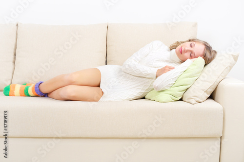 Girl resting on the couch