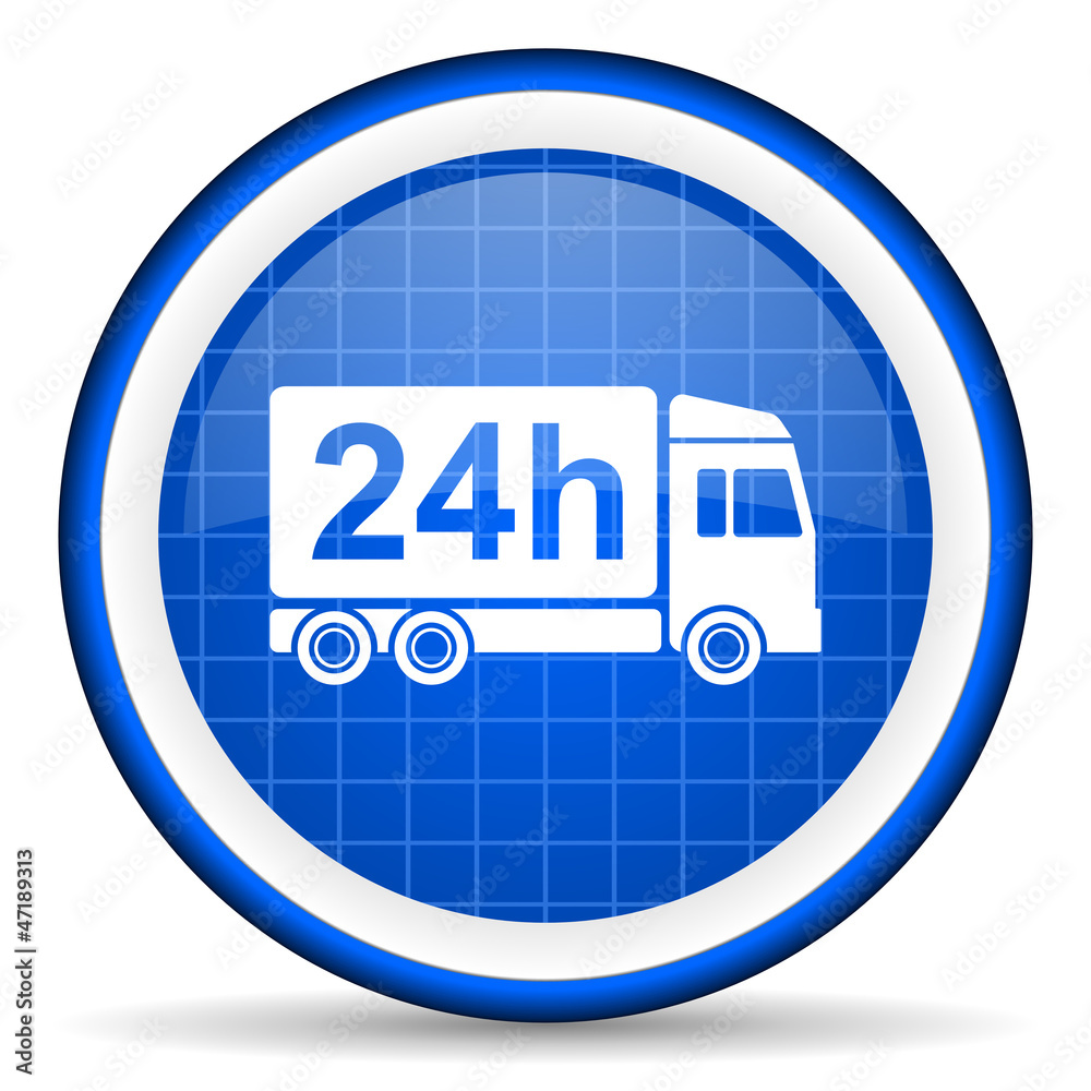 delivery 24h blue glossy icon on white background