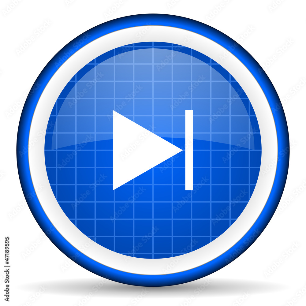 next blue glossy icon on white background next blue glossy icon on white background