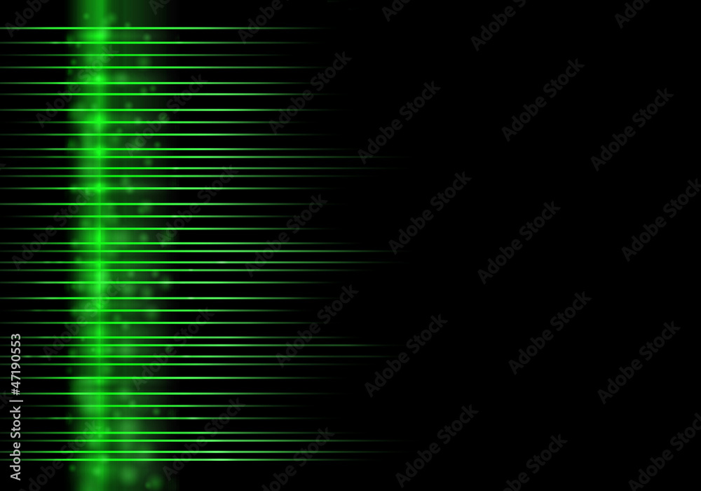 Fototapeta premium green line-beams black background