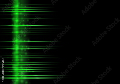 green line-beams black background