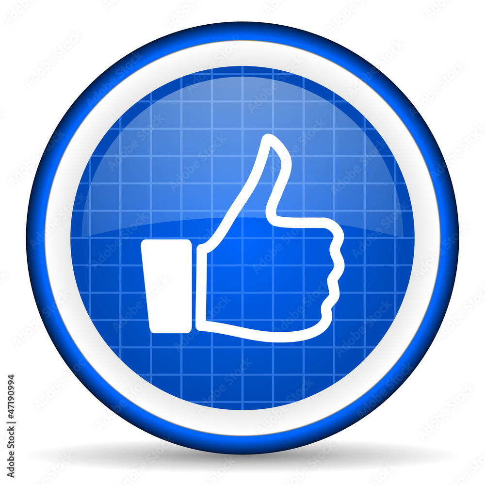 thumb up blue glossy icon on white background thumb up blue glossy icon on white background