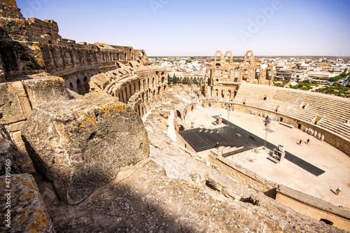 Ruins of the largest colosseum in in North Africa. El Jem,Tunisi