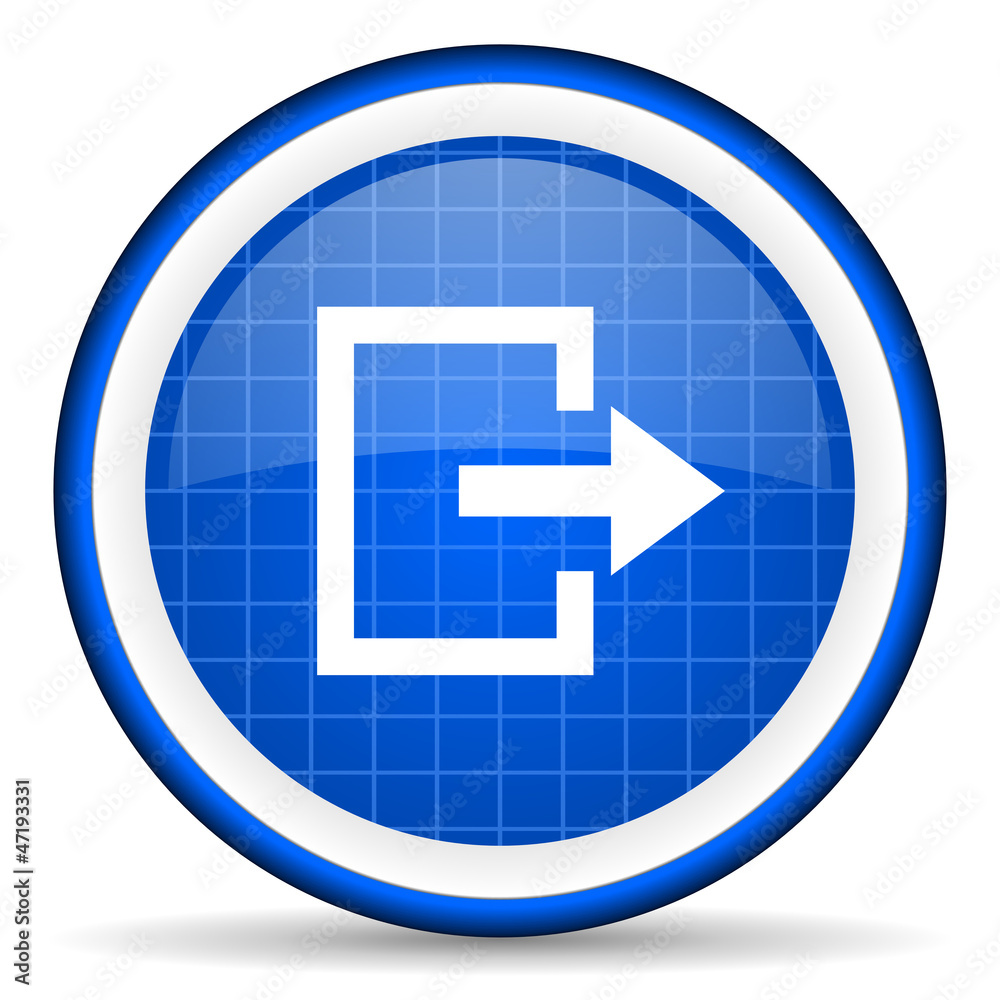 exit blue glossy icon on white background exit blue glossy icon on white background