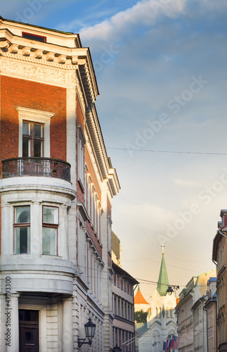 Gothic buildings in old Riga city - capital of Latvia