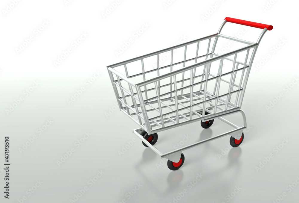 Empty shopping cart, background