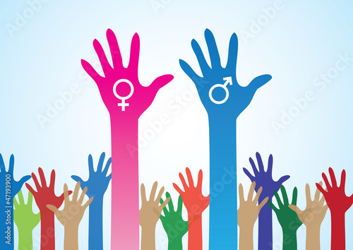 Colourful Hands with Male and Female Symbol - Various Concepts