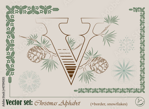 Vector Initials of the English Christmas alphabet