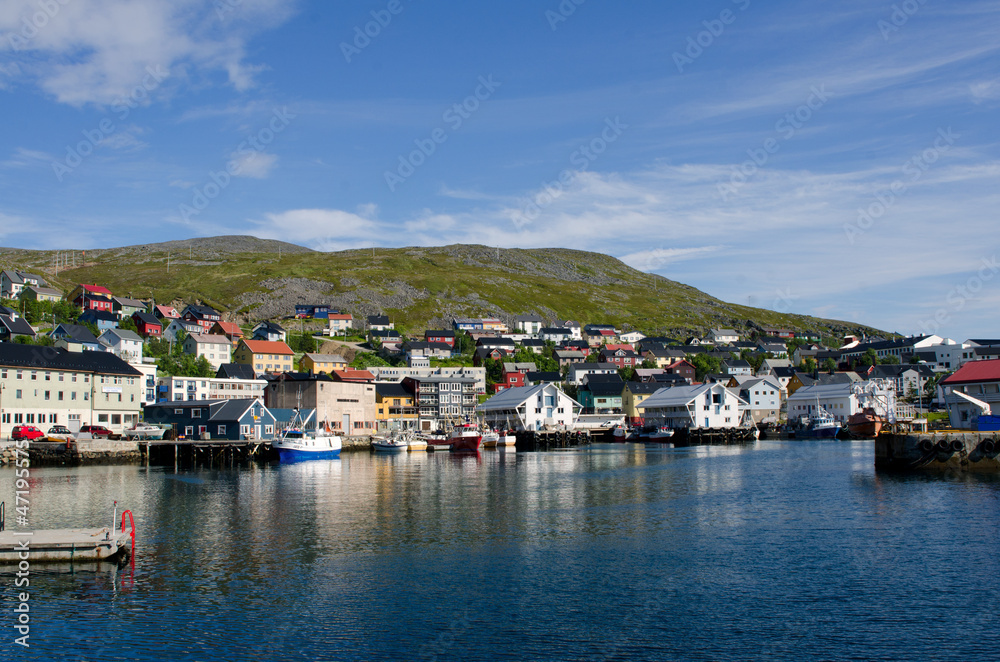 Fototapeta premium City and harbor, Honningsvag, Nordkapp municipality, Norway