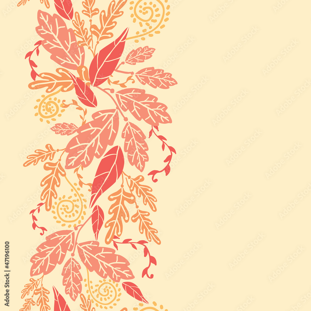 Vector Fall Leaves Vertical Seamless Pattern background ornament Vector Fall Leaves Vertical Seamless Pattern background ornament