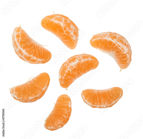 peeled mandarin isolated on white background