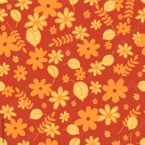 Cute seamless pattern with floral elements
