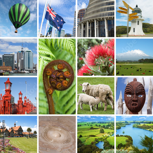 New Zealand landmarks collage