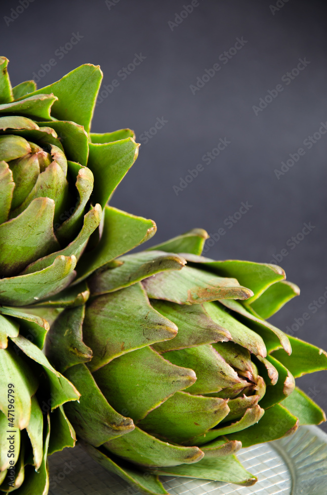 Artichokes On The Grey Background Artichokes On The Grey Background